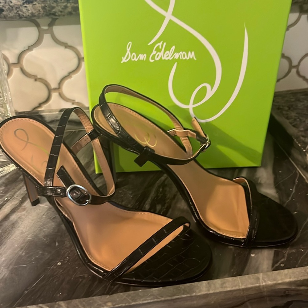 Sam Edelman Black Patent Strappy Heels